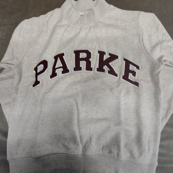 PARKE Gray And Maroon Mock Neck Sweatshirt - Picture 7 of 7